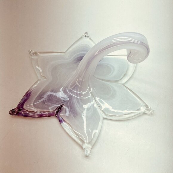 Art Glass Trumpet Vase Handmade Lilac White Cased Sommerso Murano? Italy 7.8" - Picture 6 of 13